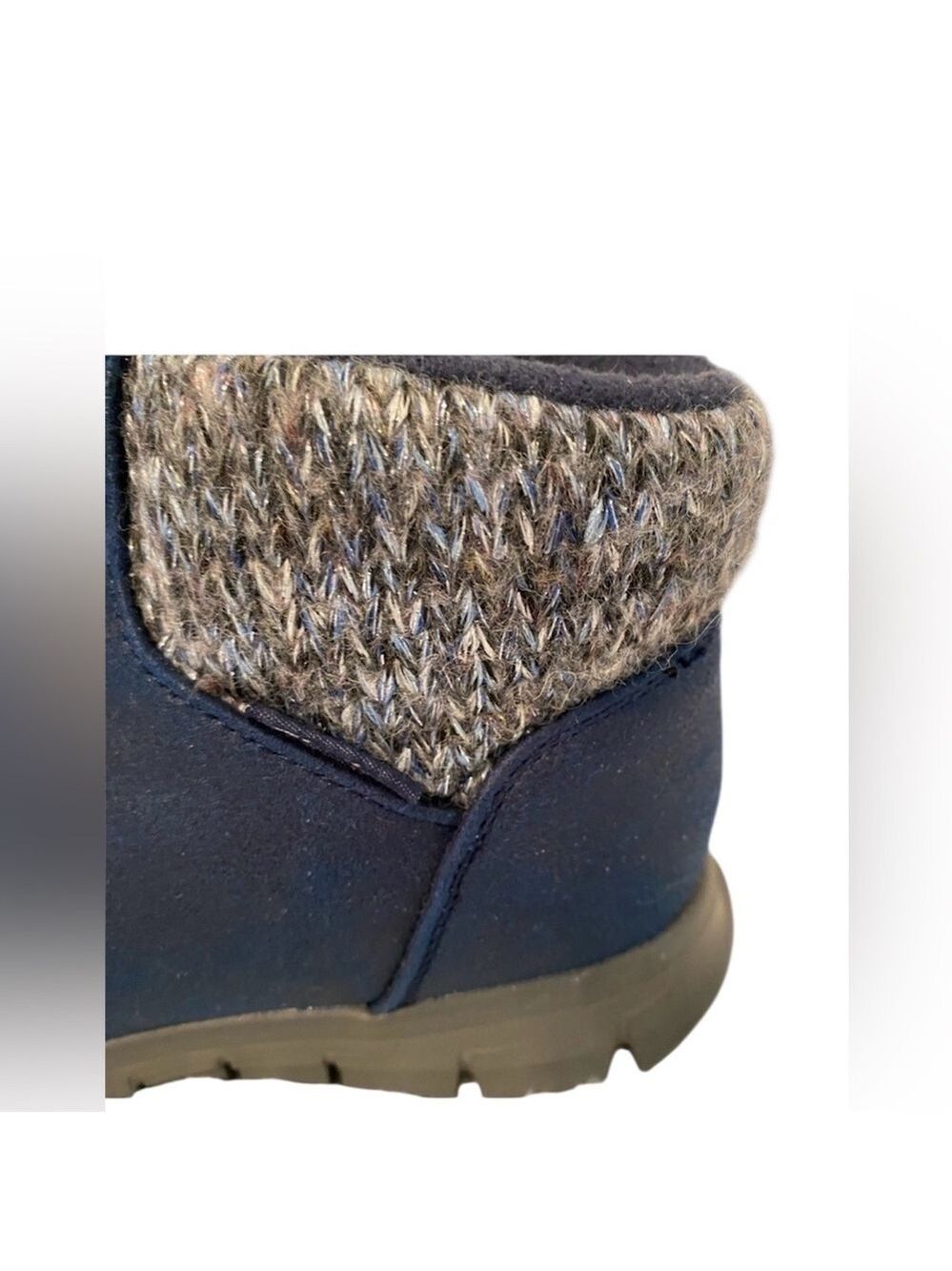 Skechers Synergy Sweater Collar Hiker Boots Navy Size 7.5 Knit Trim NWOT Vintage - Picture 10 of 16
